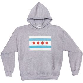 PULLOVER/HOODED GREY S/SHIRT-CHICAGO FLAG (Option: M)