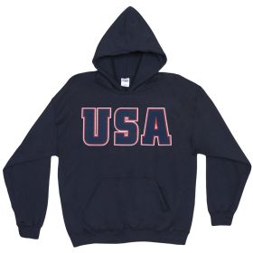 USA FLAG PULLOVER/HOOD SWEATSHIRT GREY (Option: Xl)
