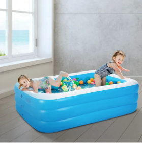 Inflatable Swimming Pools Family Swim Play Center Pool Blow Up Kiddie Pool For Family Inflatable Lounge Pool For Kids Baby Inflatable Water Ball (Color: Blue)