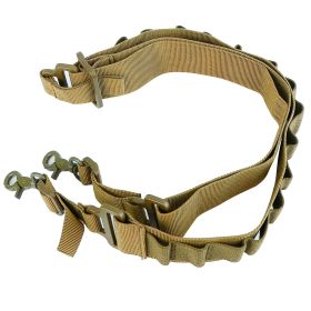 Tactical Shotgun Sling 2 Point Gun Sling Adjustable Shoulder Strap Rifle Shotgun Belts w/ 15-Shell Holders (Option: Khali)