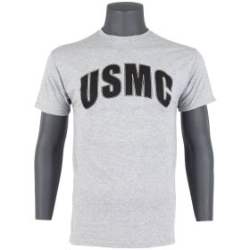 USMC T-SHIRT, GREY/BLK IMPRINT (Option: S)