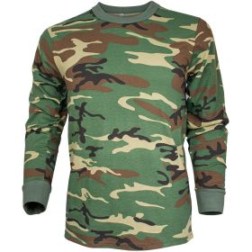 MENS LONG SLEEVE T-SHIRT WOODLAND CAMO (Option: S)