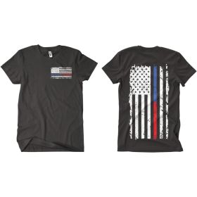 VINTAGE BLUE & RED LINE MEN'S T-SHIRT (Option: L)